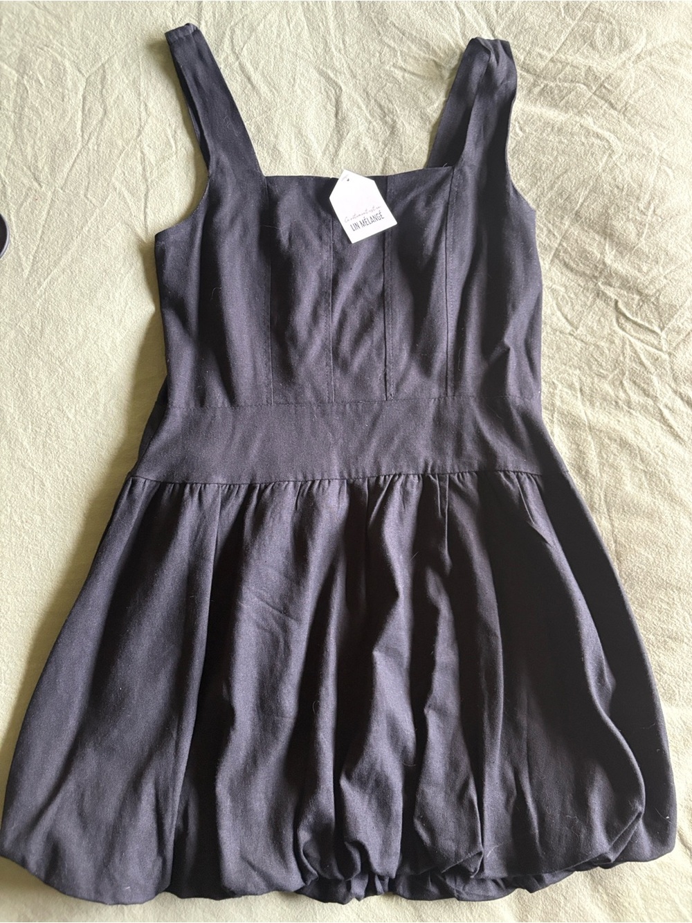 Montreau Black Sleeveless Square-Neck Bubble Hem Dress NWT